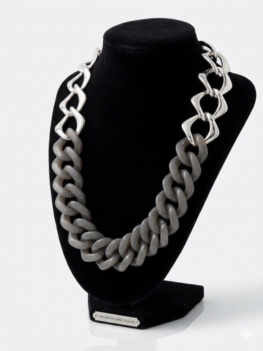 Talbots Chunky Gray and Silver Mixed Link Necklace
